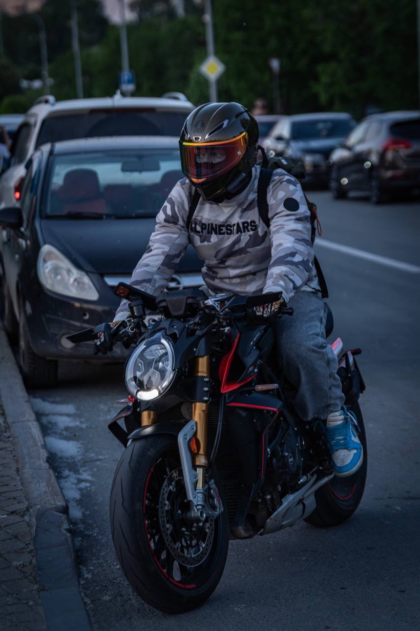 Andrew Kuznetsov on his motorcycle